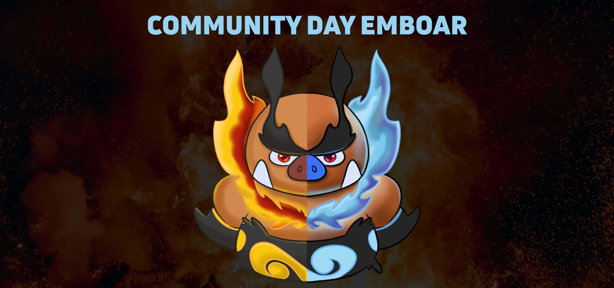 Emboar, fiery, icy, 2K Desktop Wallpaper