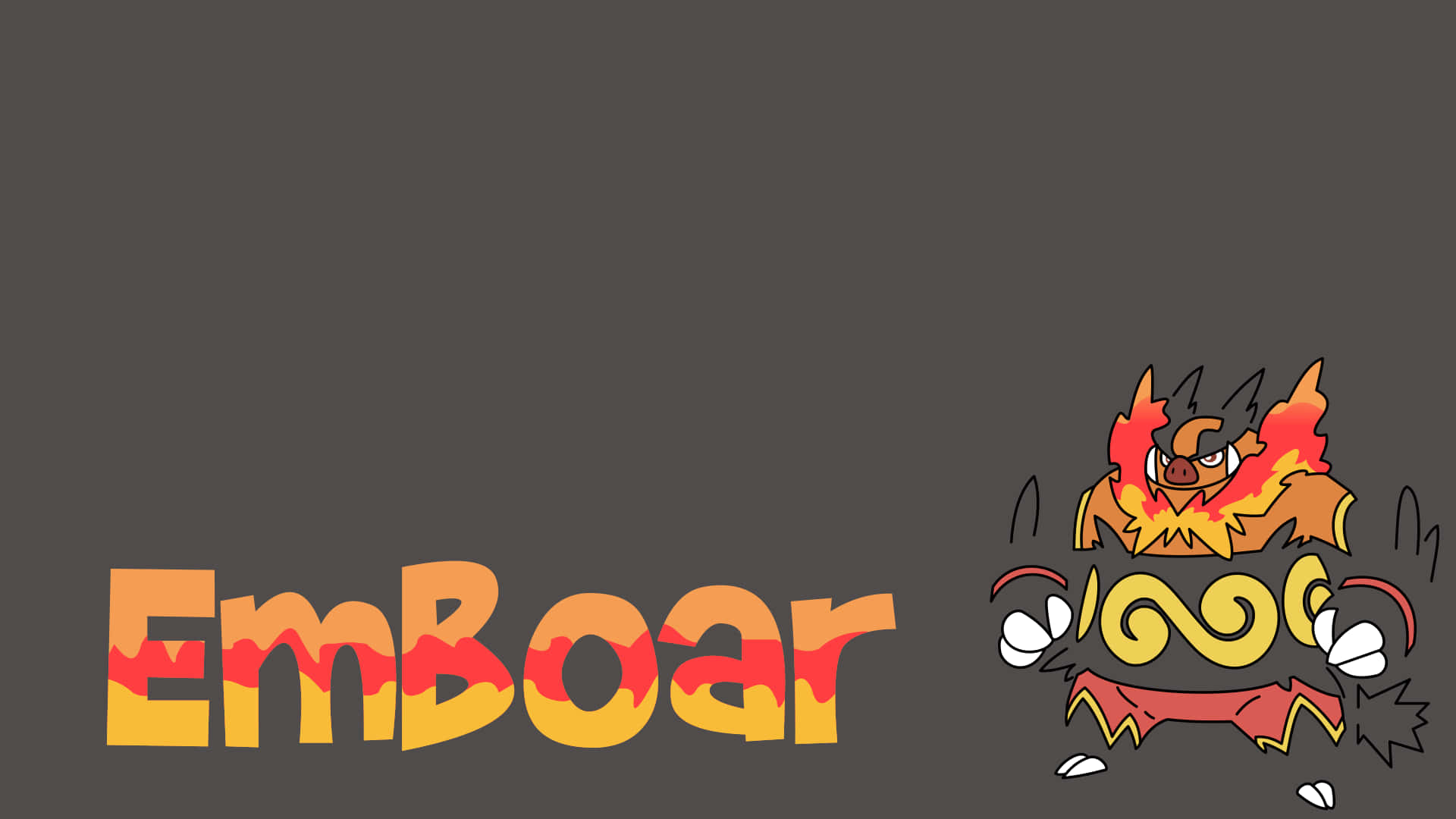 Emboar, flame mane, red-yellow outfit, Full HD Desktop Wallpaper