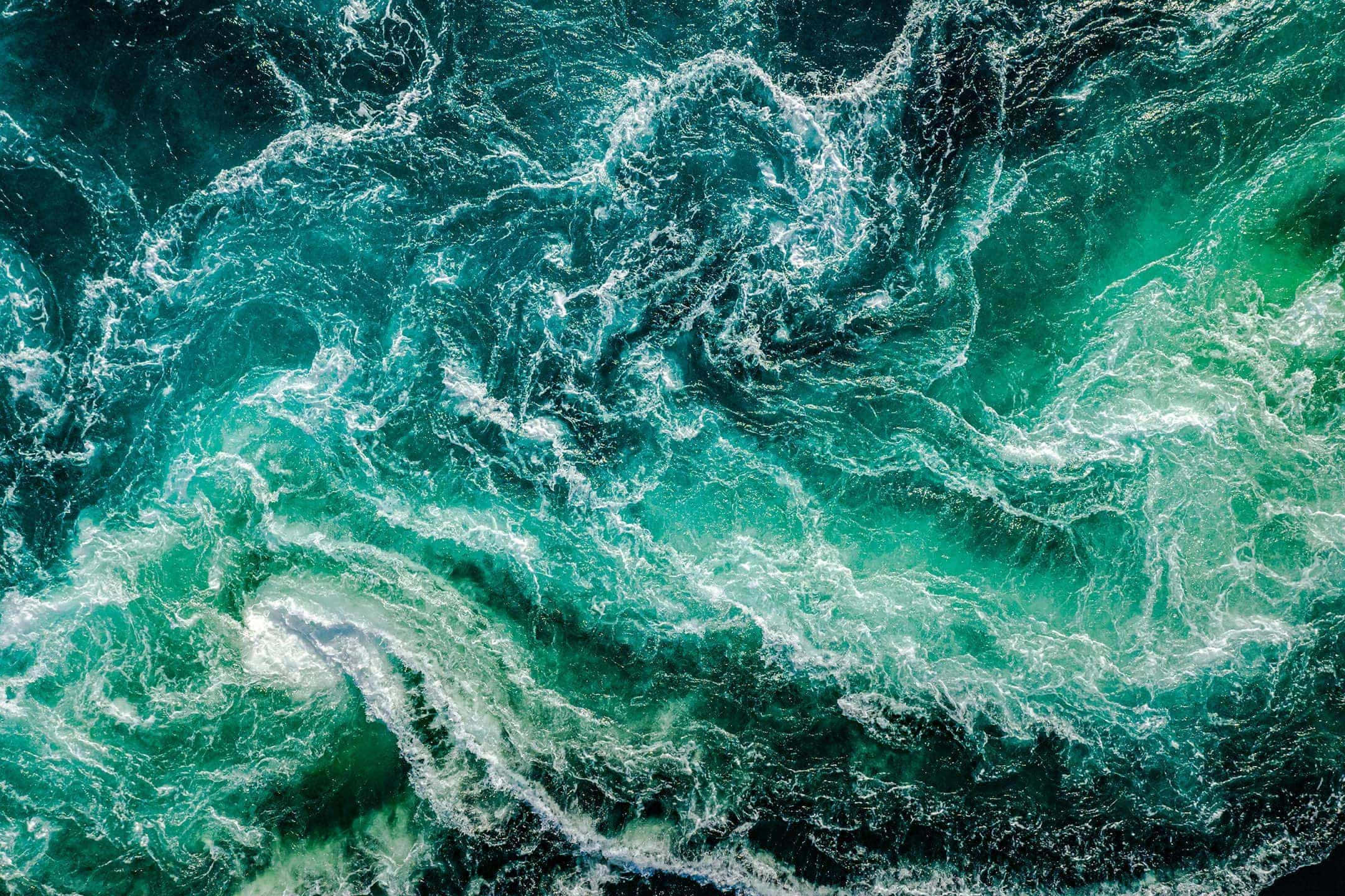 emerald green, turquoise, ocean waves, Full HD Desktop Wallpaper