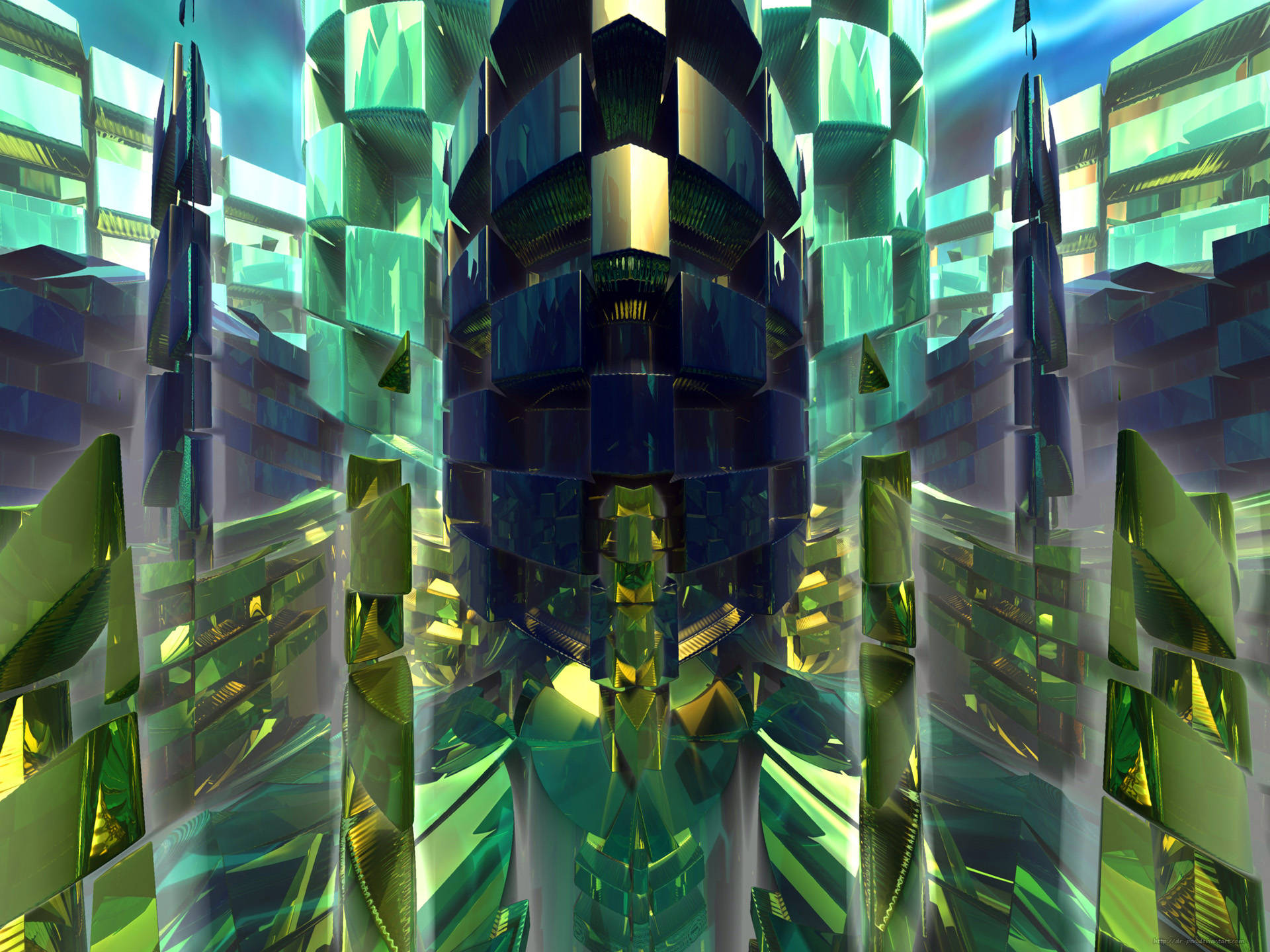 Emerald Green, 3D Glass, glowing green, Full HD Desktop Wallpaper