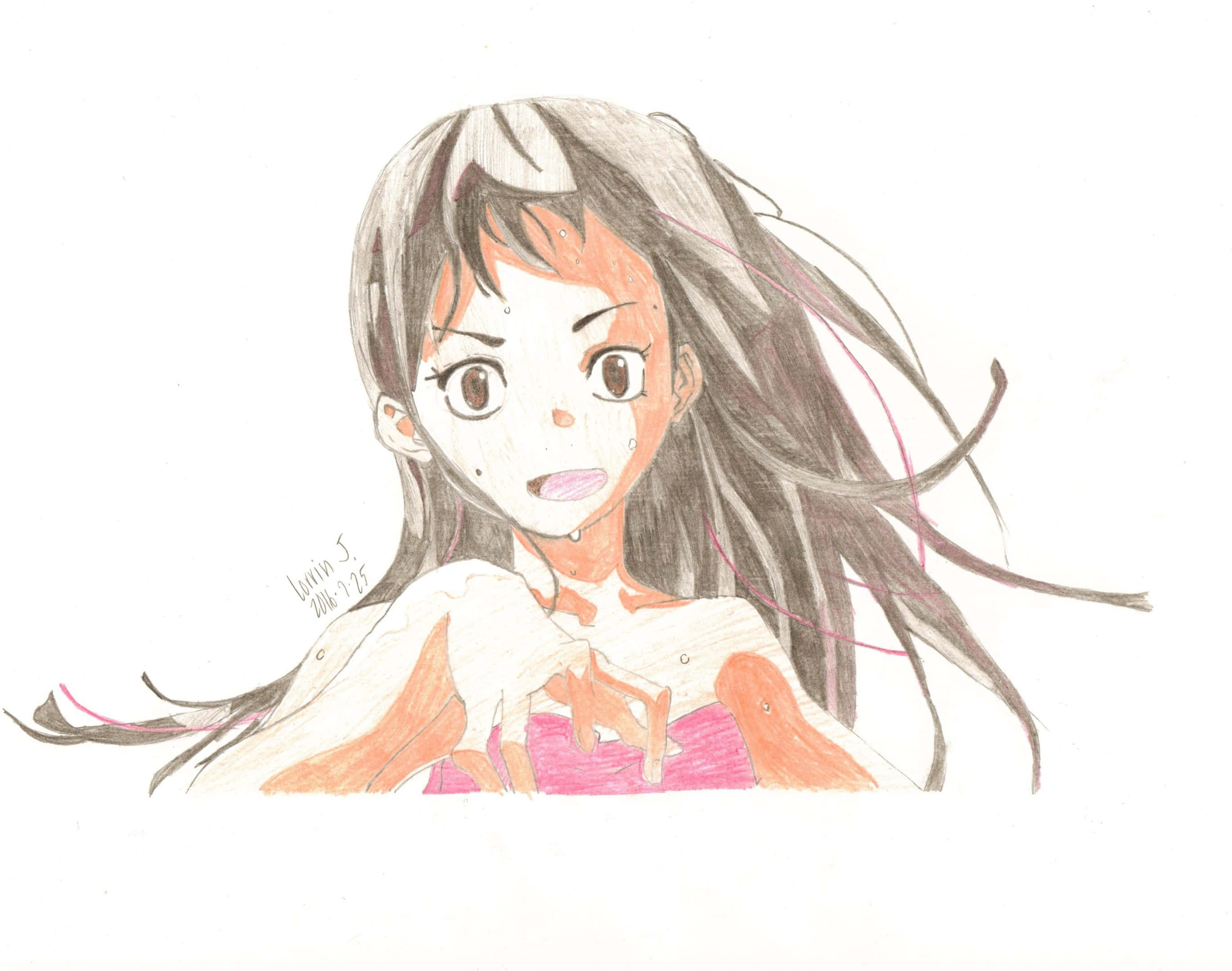 Emi Igawa, anime girl, wet brown hair, 2K Desktop Wallpaper