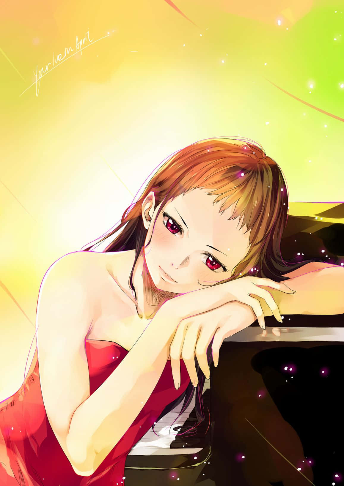 Emi Igawa, red eyes, orange hair, HD Phone Wallpaper