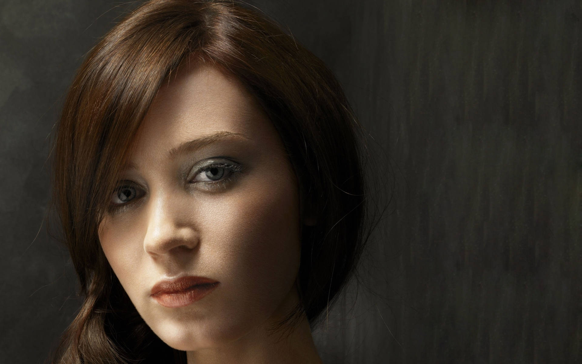 Emily Blunt, brown hair, smoky eye makeup, Full HD Desktop Wallpaper