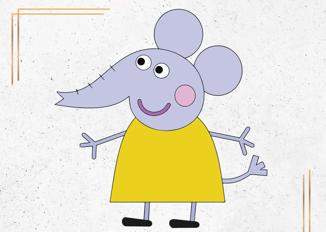 Emily Elephant, yellow dress, textured off-white background, SD Desktop Wallpaper