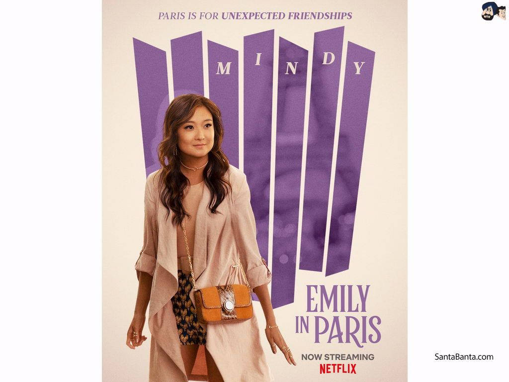 Emily in Paris, beige duster, leopard shorts, SD Desktop Wallpaper
