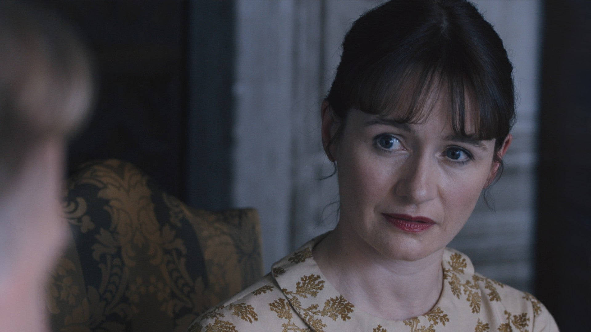 Emily Mortimer, dark hair, red lips, Full HD Desktop Wallpaper