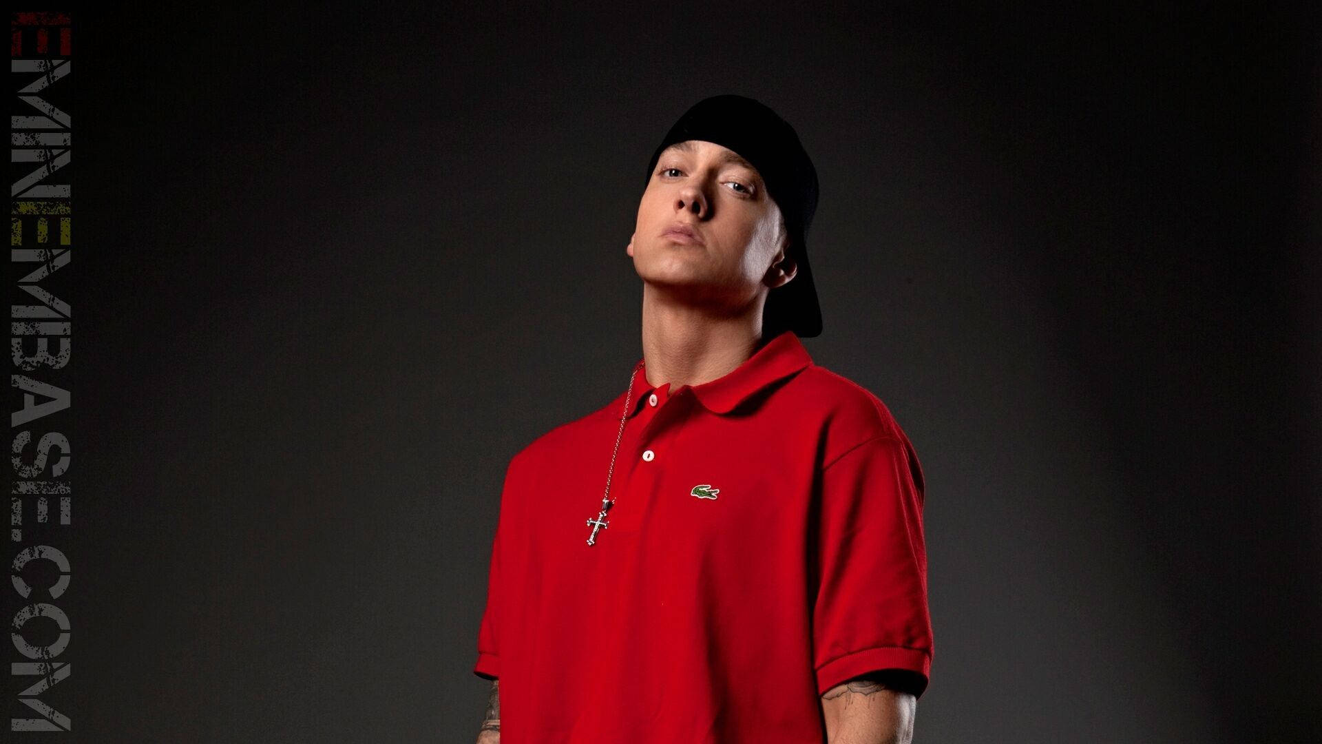 Eminem, red polo shirt, black cap, Full HD Desktop Wallpaper
