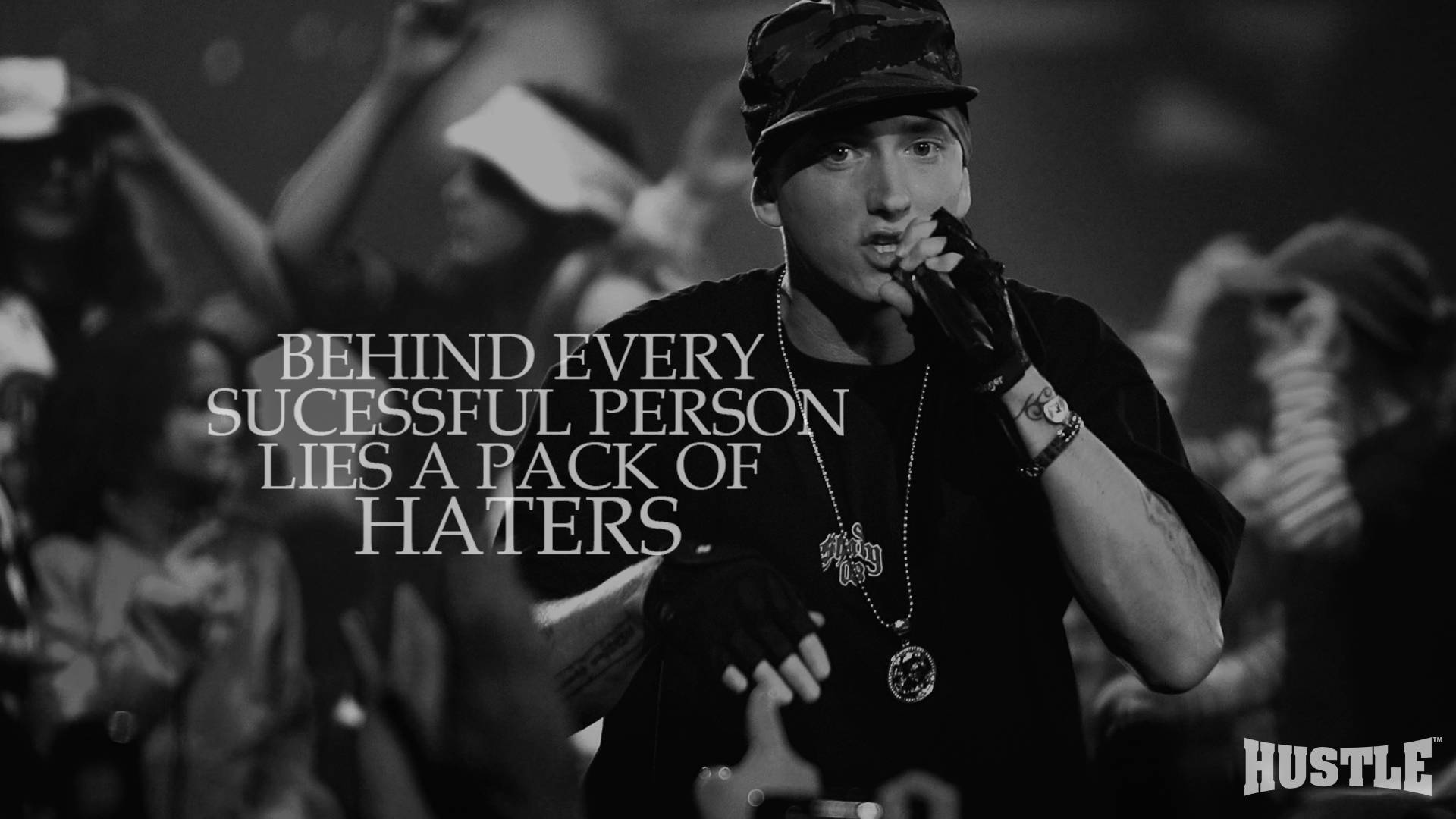 Eminem, black and white, rapper performing on stage, Full HD Desktop Wallpaper