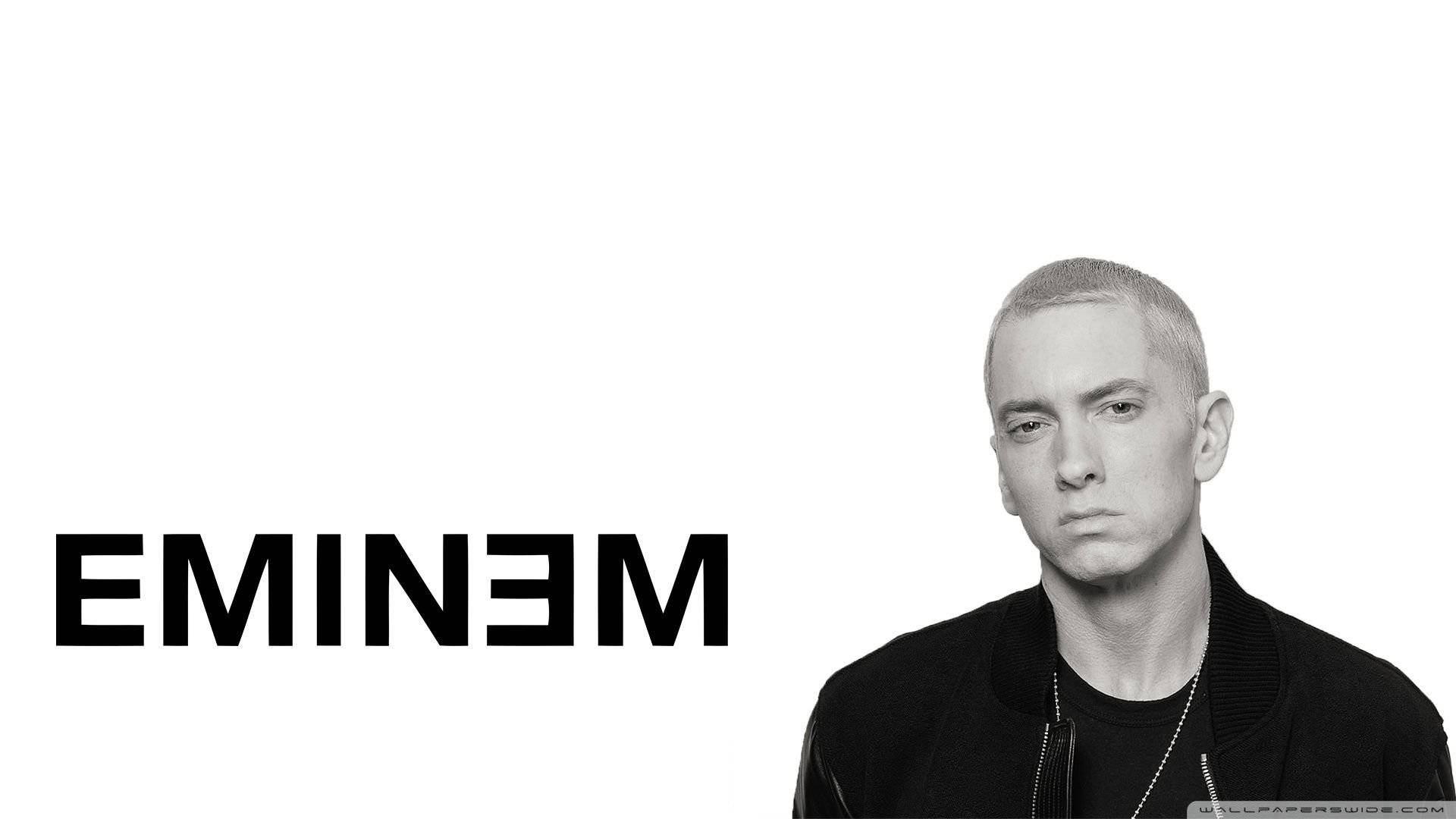 Eminem, black and white portrait, plain white background, Full HD Desktop Wallpaper
