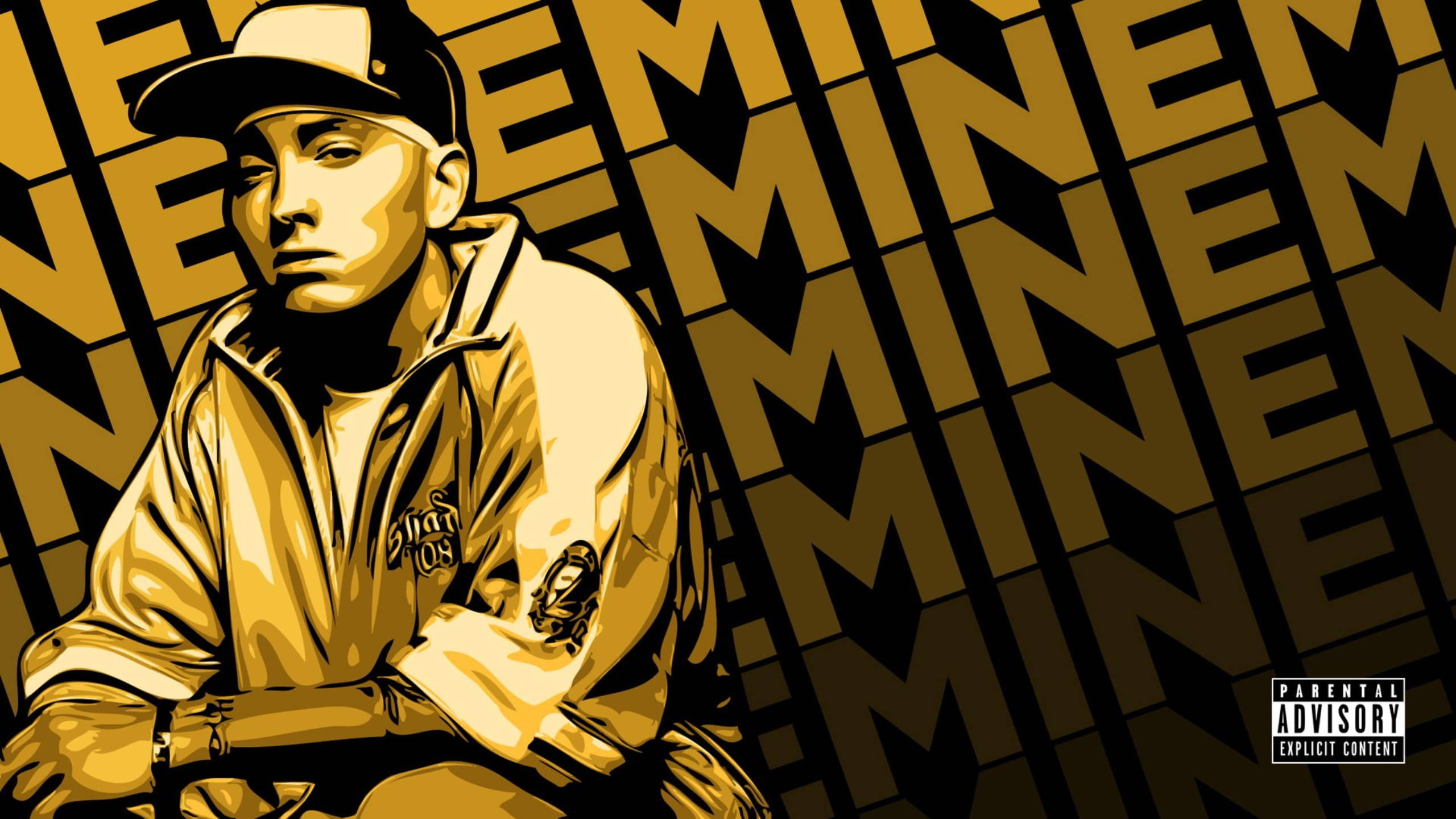 Eminem, black, gold, 2K Desktop Wallpaper