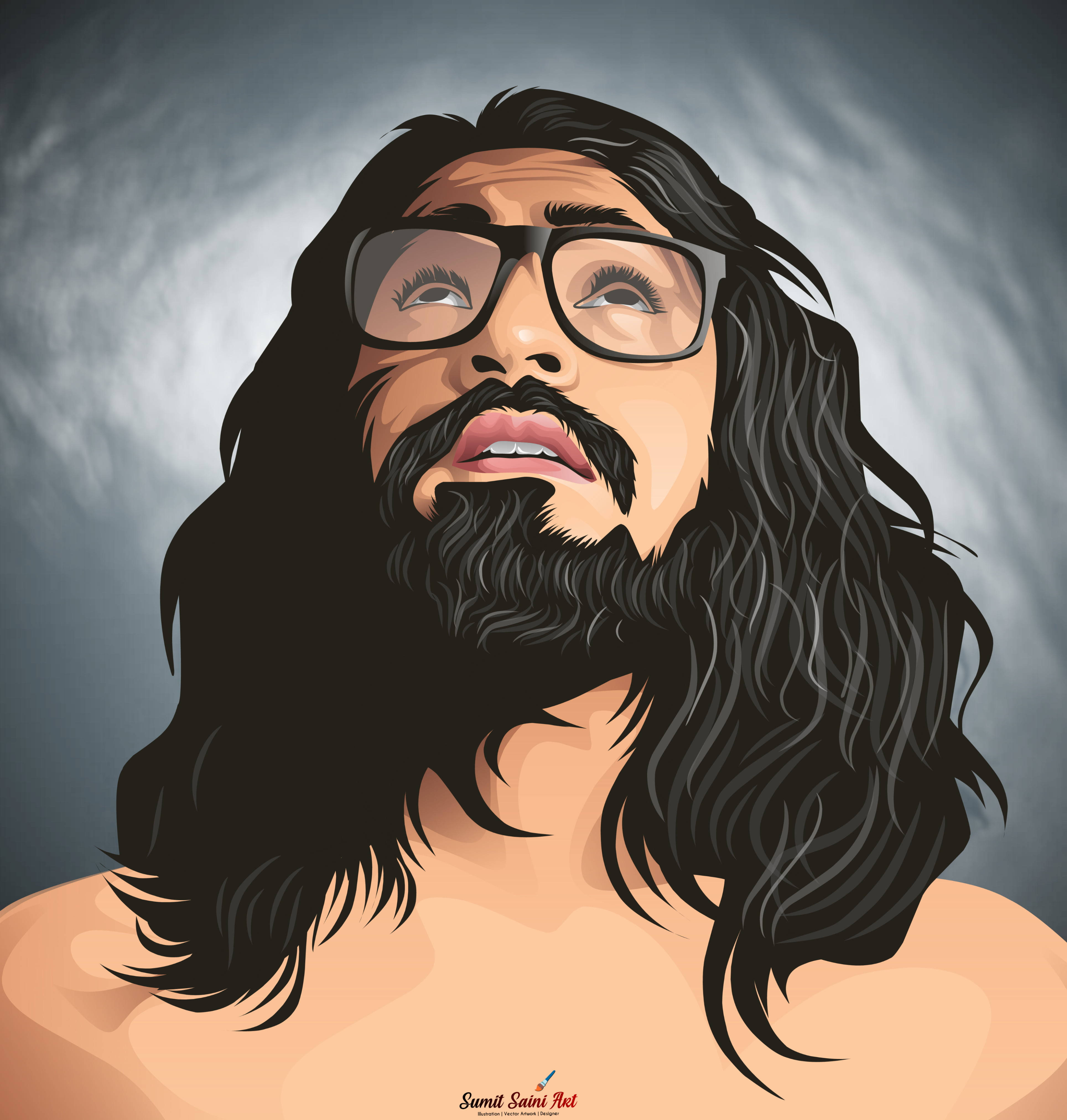 Emiway Bantai, bearded man, long dark hair, 4K Phone Wallpaper