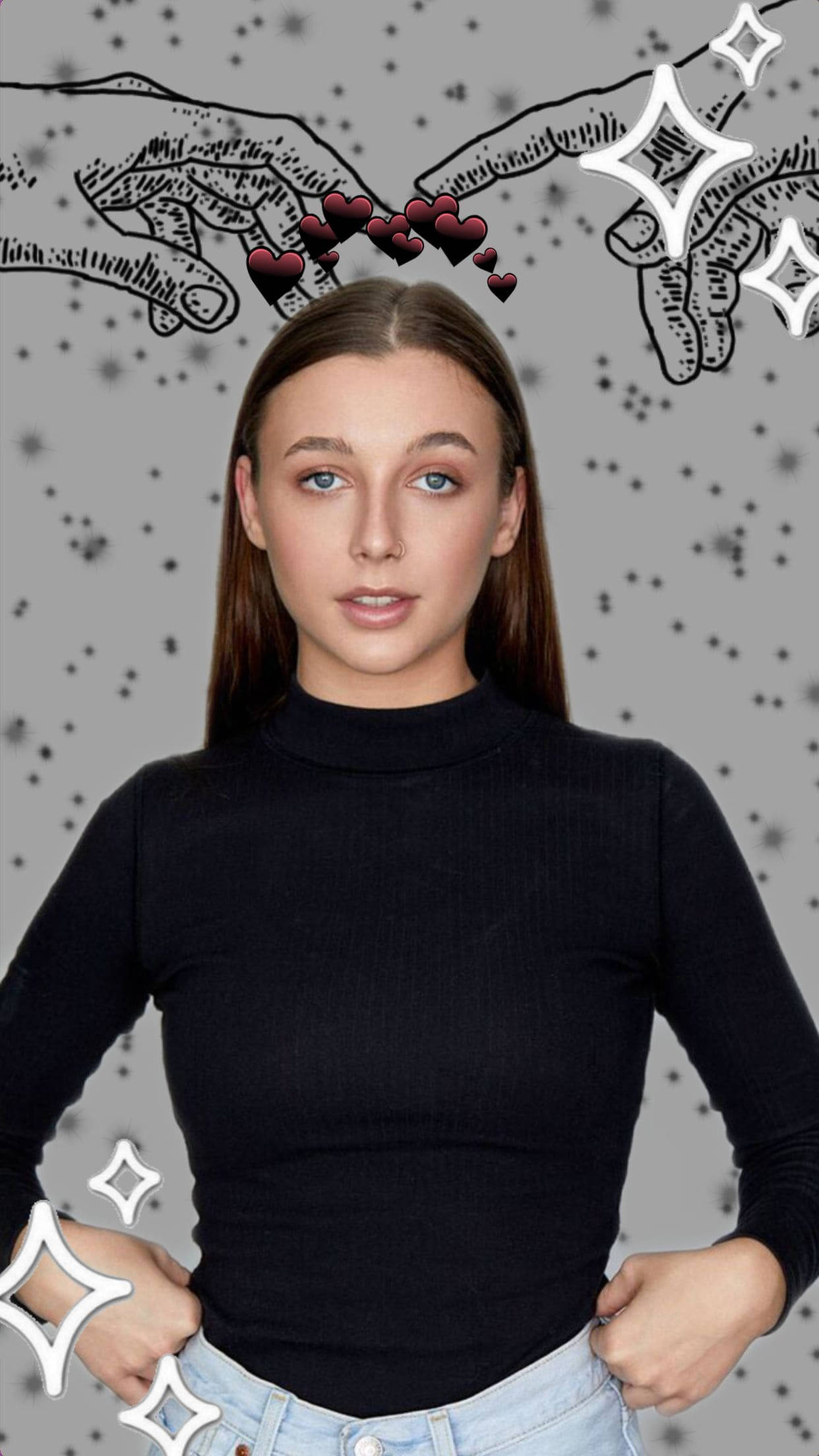 Emma Chamberlain, square neck top, black turtleneck, Full HD Phone Wallpaper