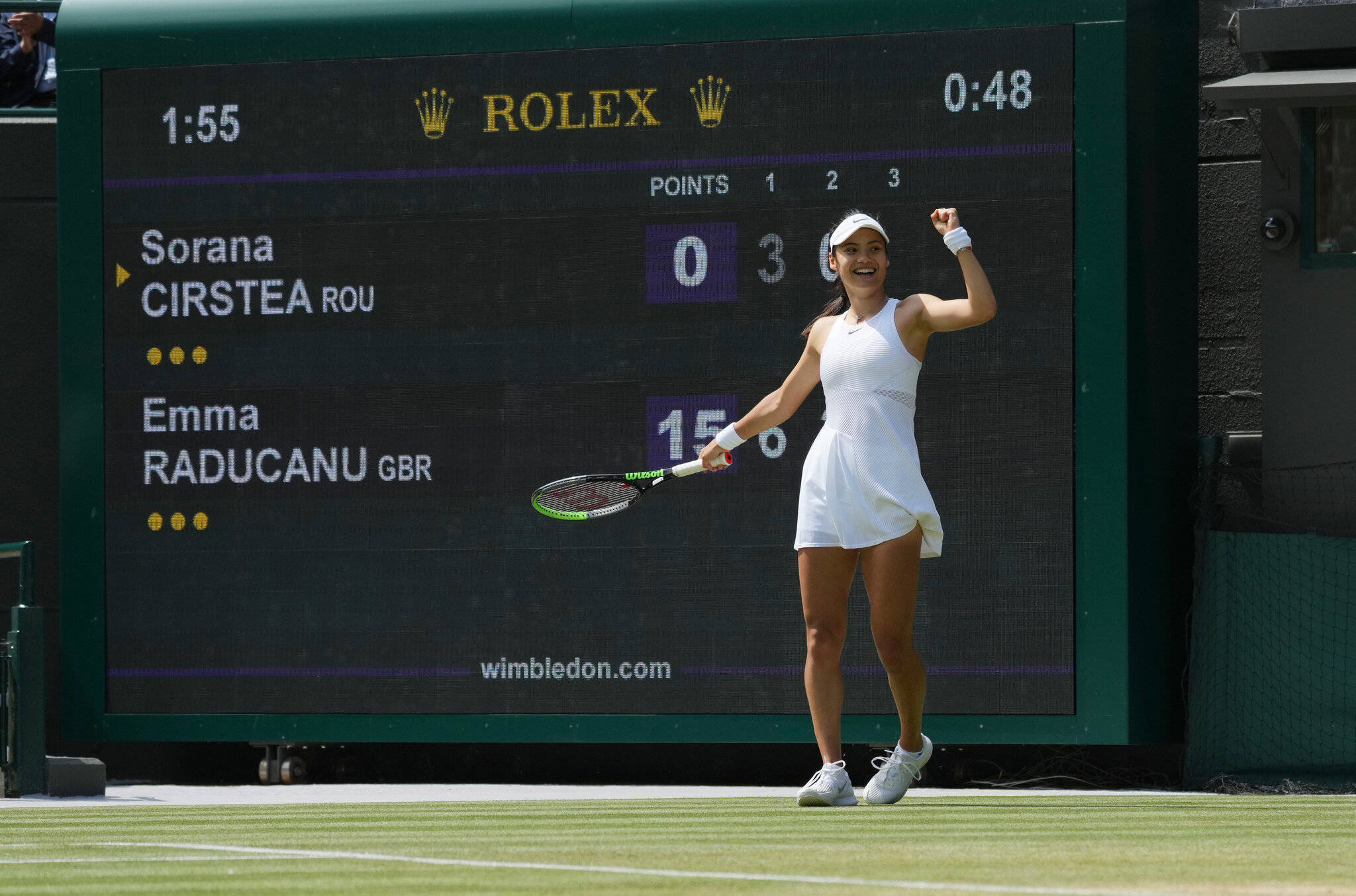 Emma Raducanu, scoreboard, white, Full HD Desktop Wallpaper