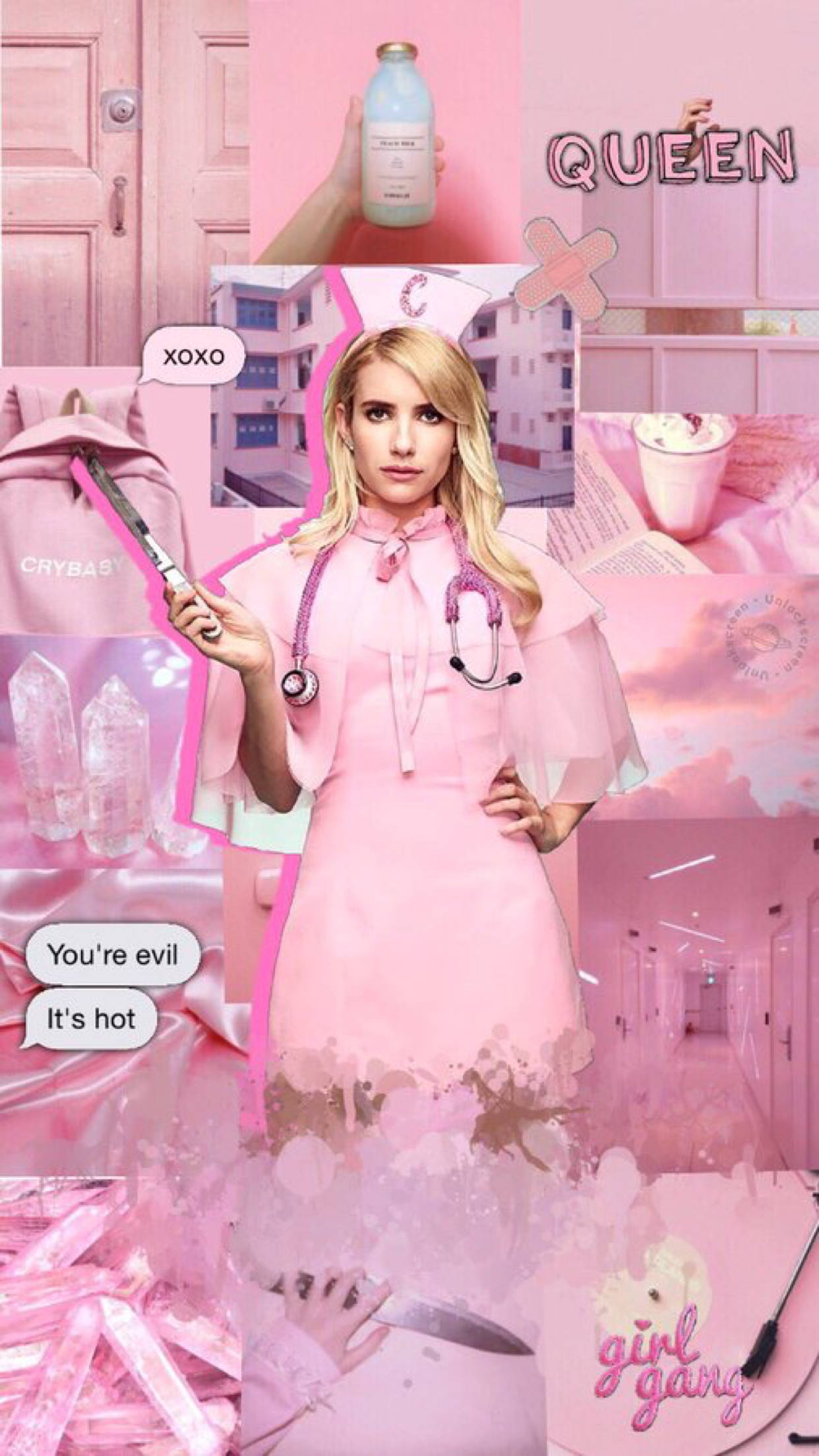 Emma Roberts, pink-themed, blonde woman, Full HD Phone Wallpaper