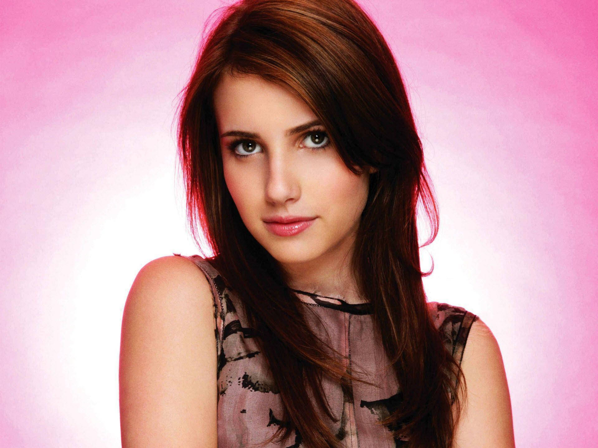 Emma Roberts, brown hair, green eyes, Full HD Desktop Wallpaper