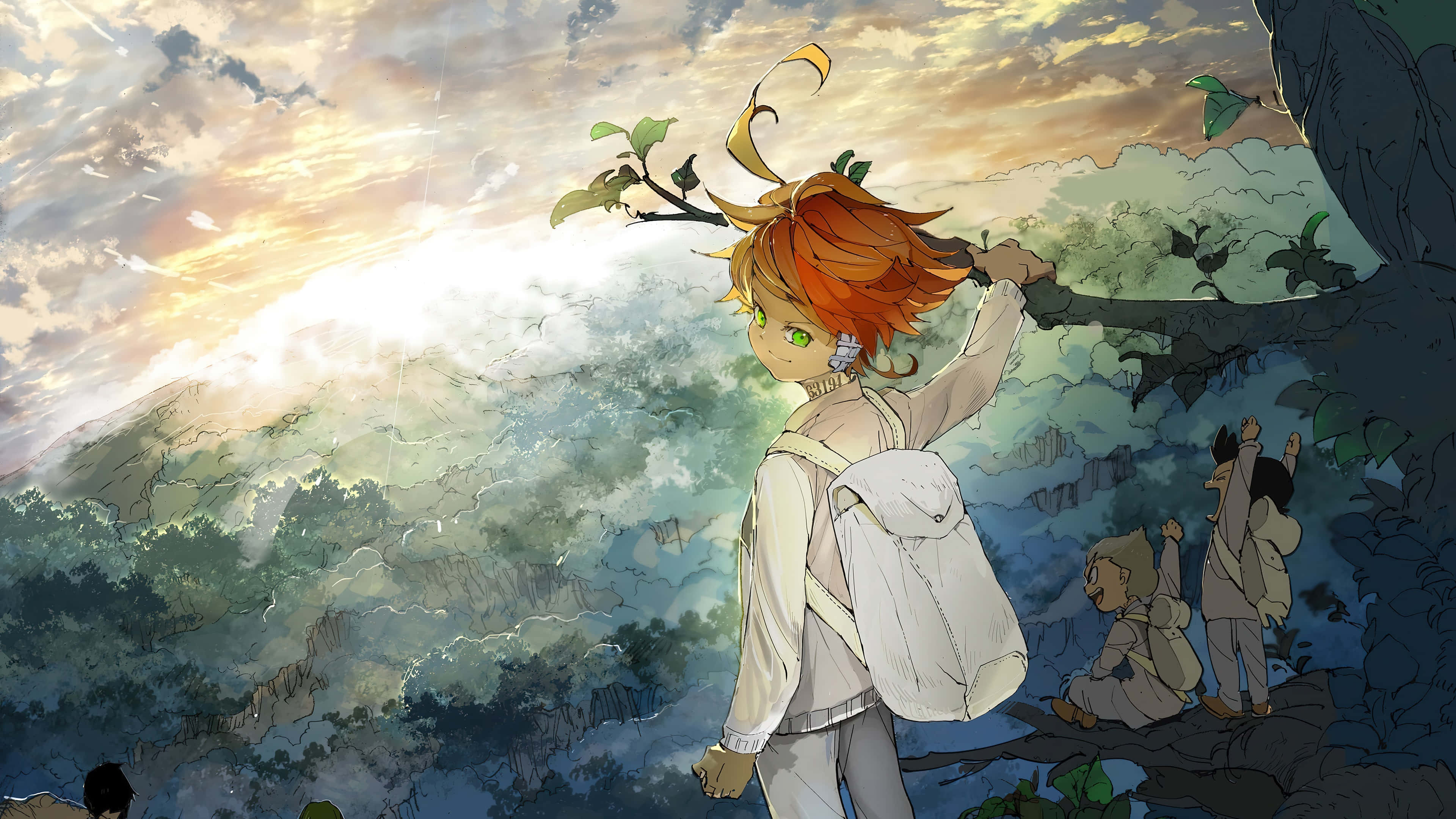 Emma The Promised Neverland, orange hair, green eyes, 4K Desktop Wallpaper