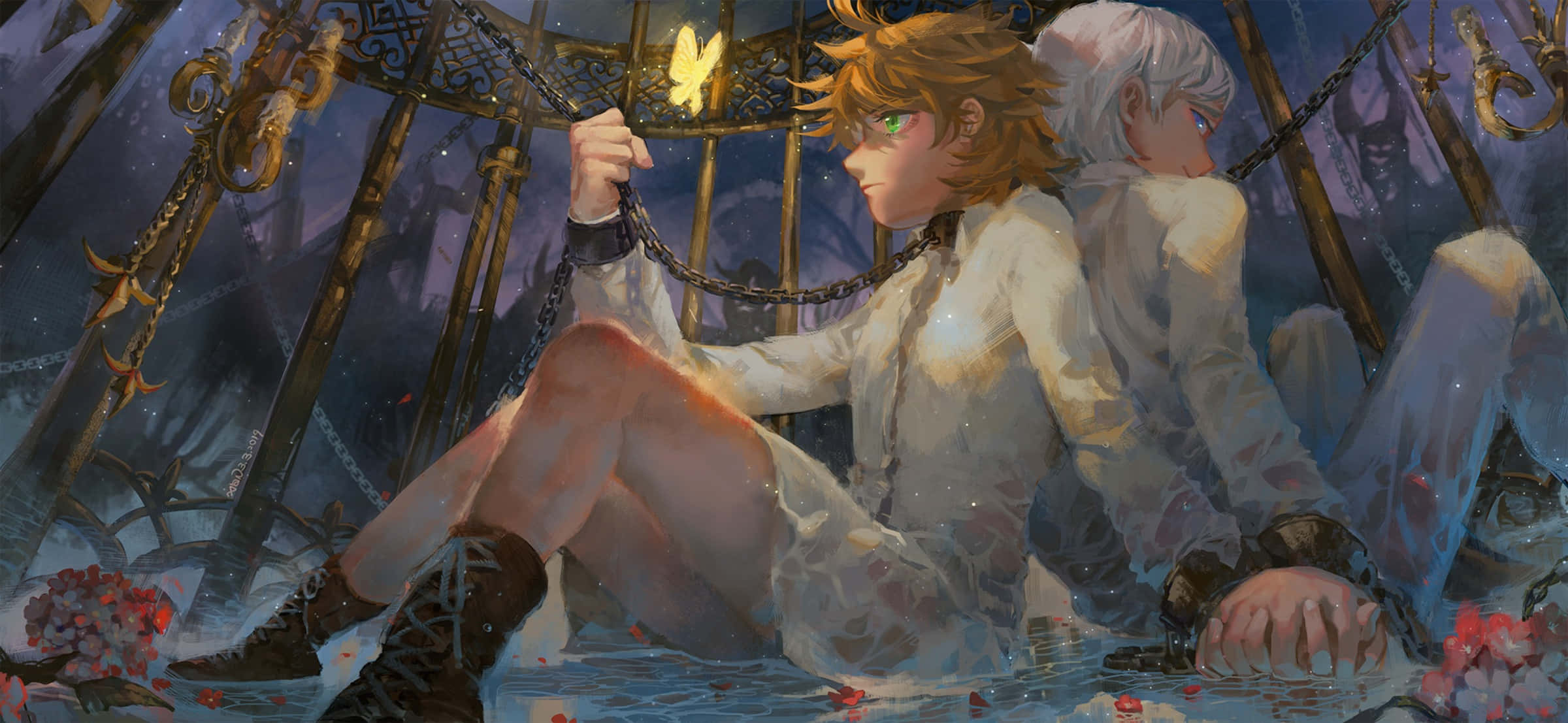 Emma The Promised Neverland, anime characters, cage, Full HD Desktop Wallpaper