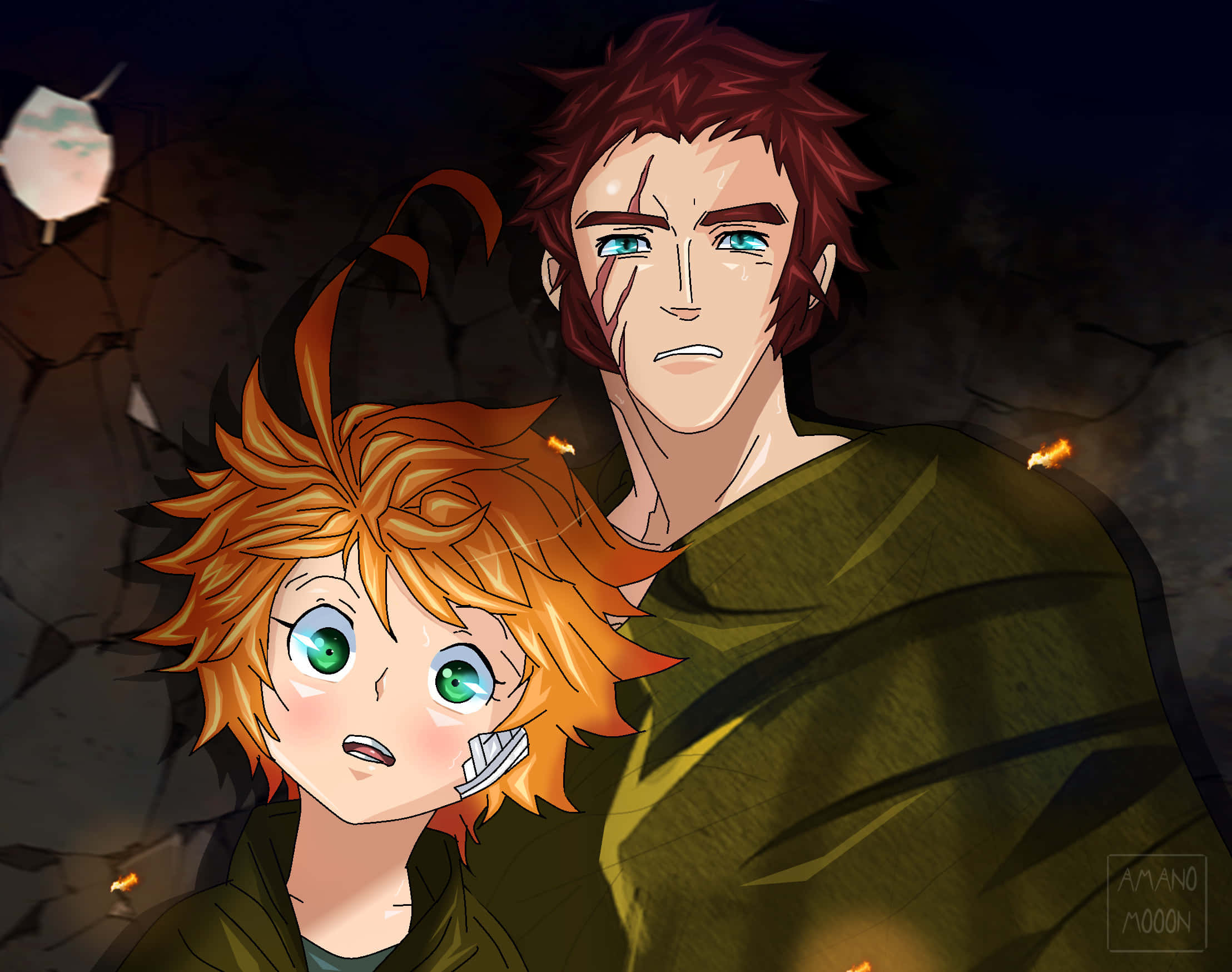 Emma The Promised Neverland, fiery hair, green eyes, Full HD Desktop Wallpaper
