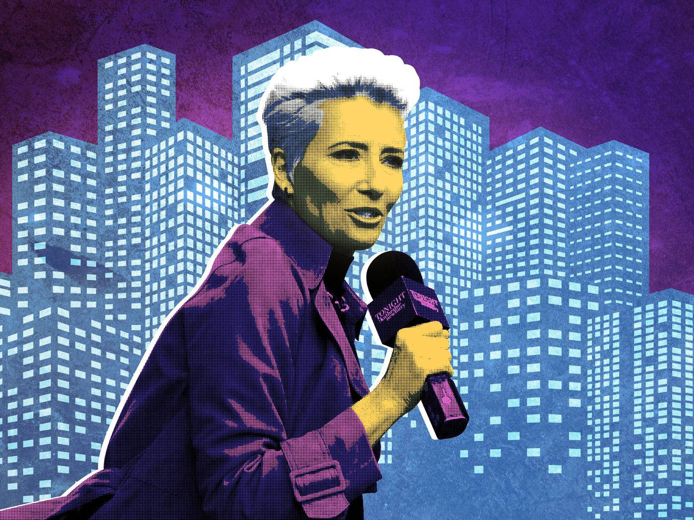 Emma Thompson, short white hair, microphone, HD Desktop Wallpaper