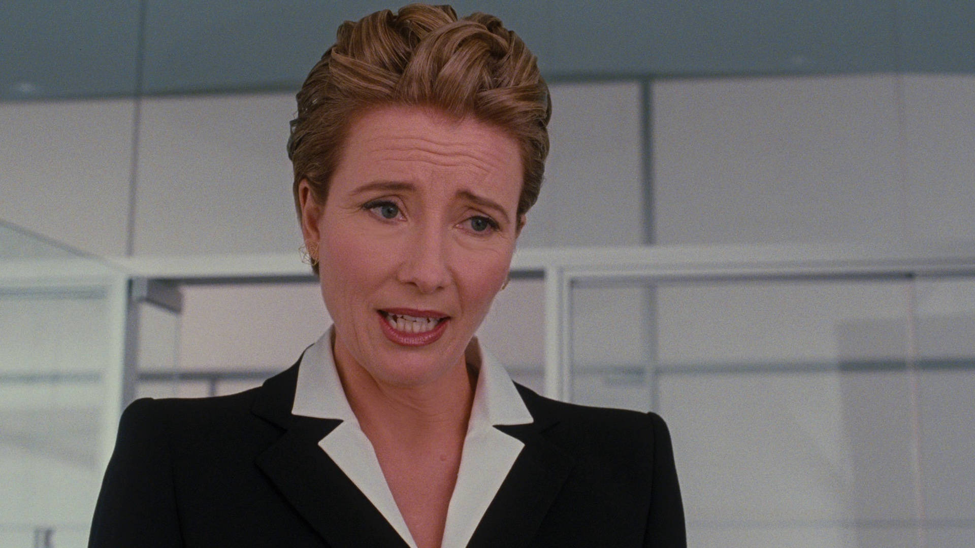 Emma Thompson, black suit, white collar, Full HD Desktop Wallpaper
