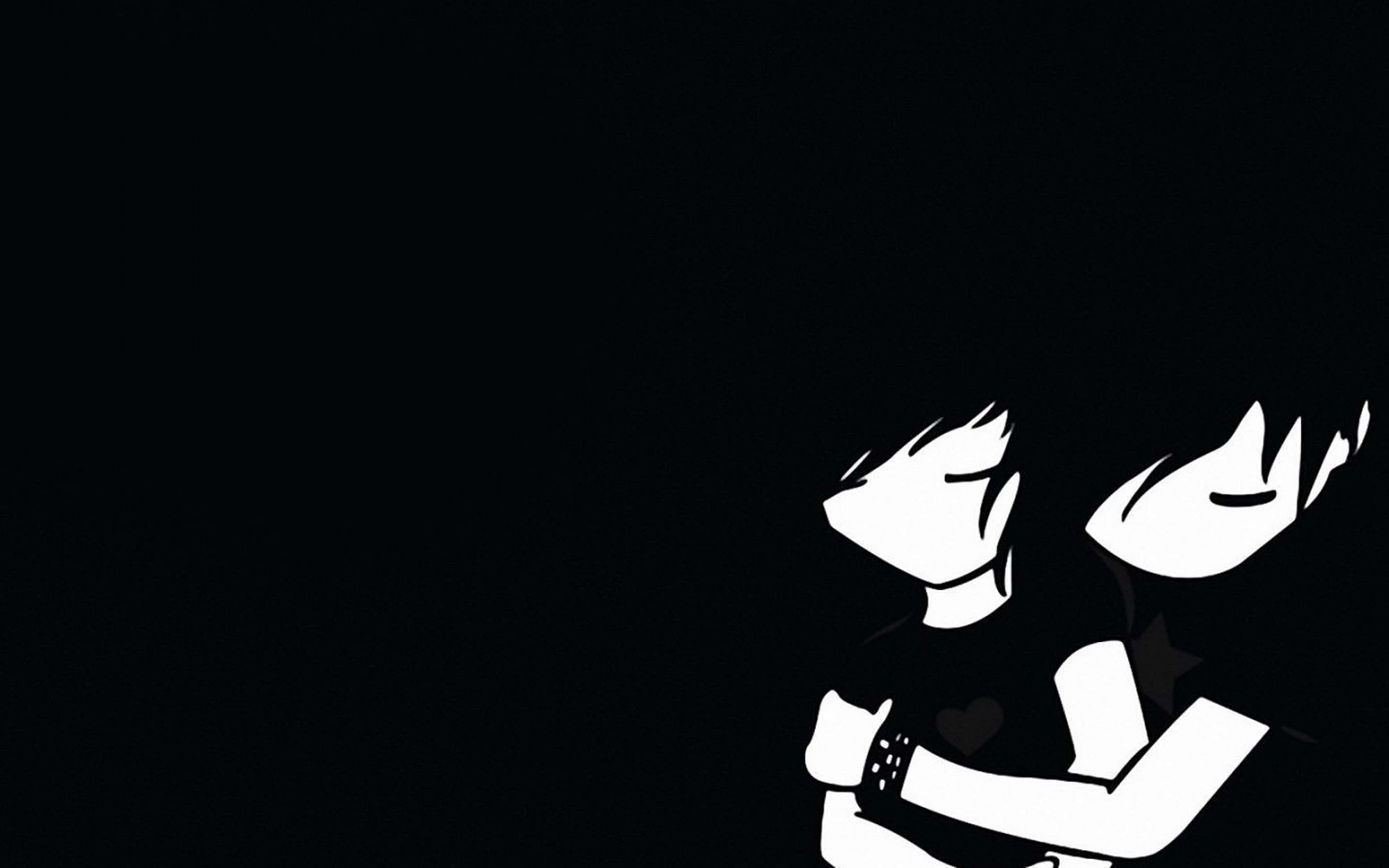 4K Boys Attitude Emo, white figures, stark black background, 4K Desktop Wallpaper