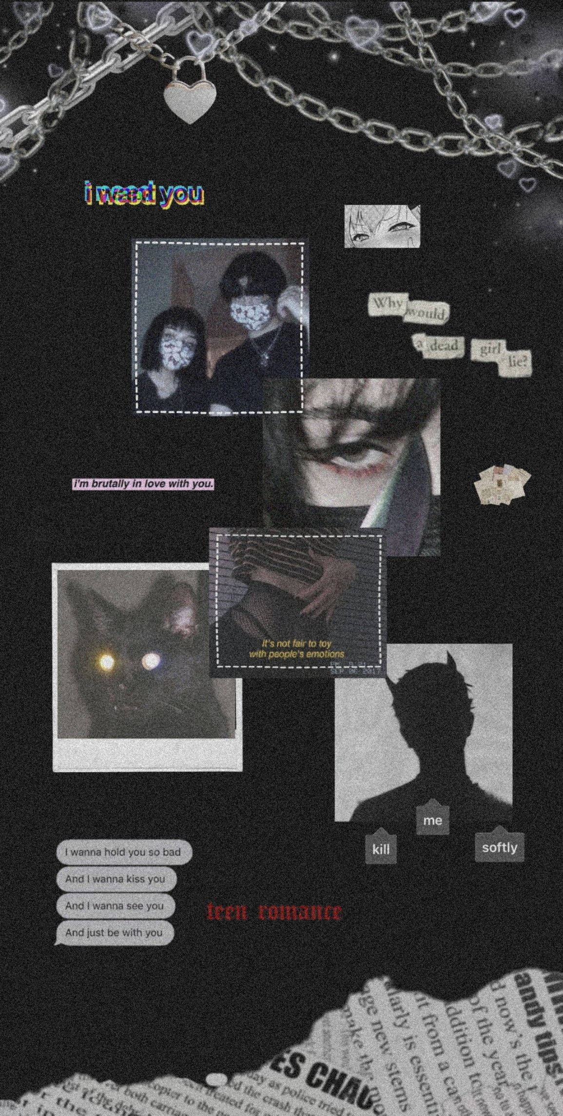 black, e girl aesthetic, collage wallpaper, Full HD Phone Wallpaper
