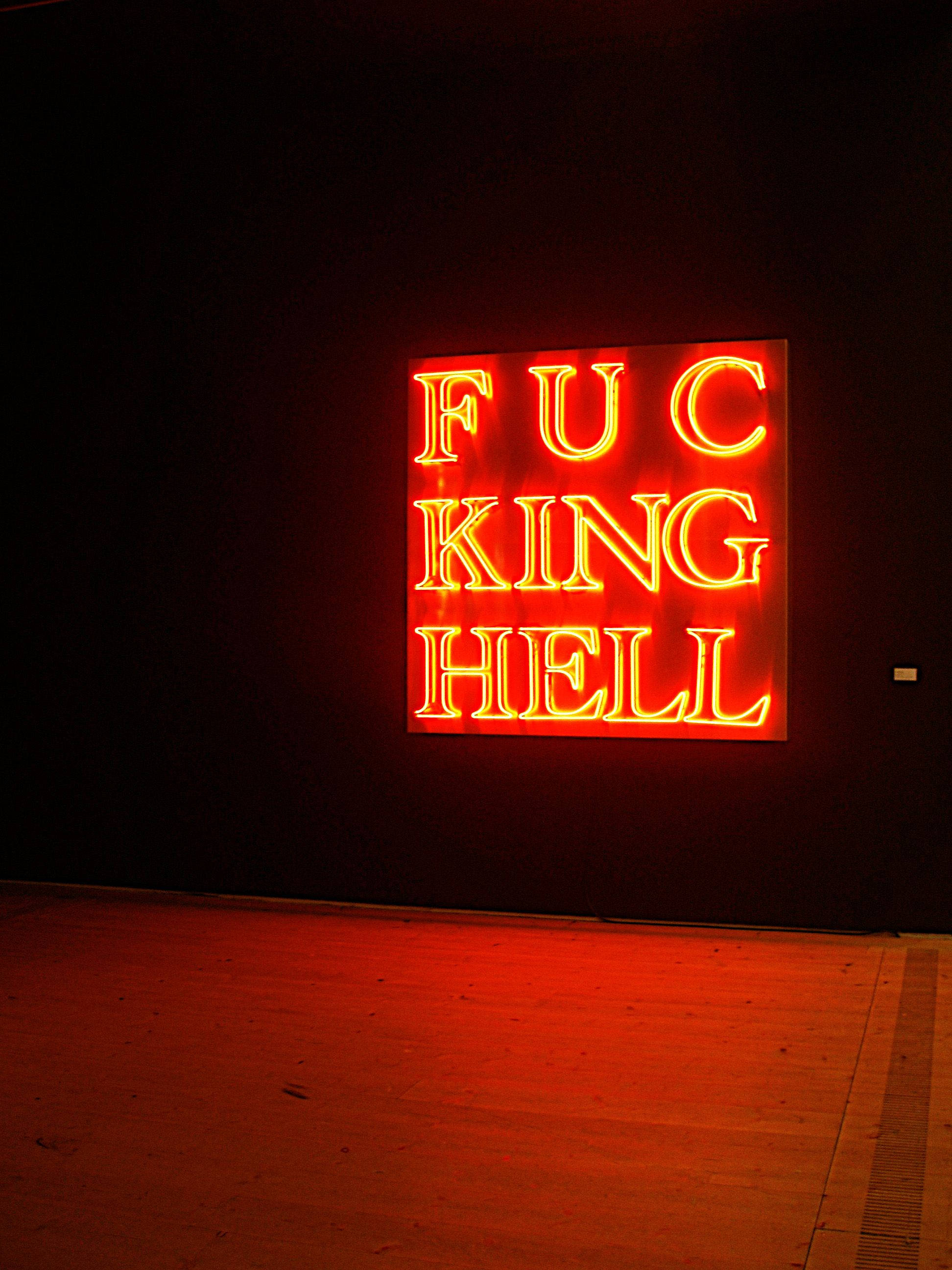 FUCKING HELL, neon sign, red neon, 2K Phone Wallpaper