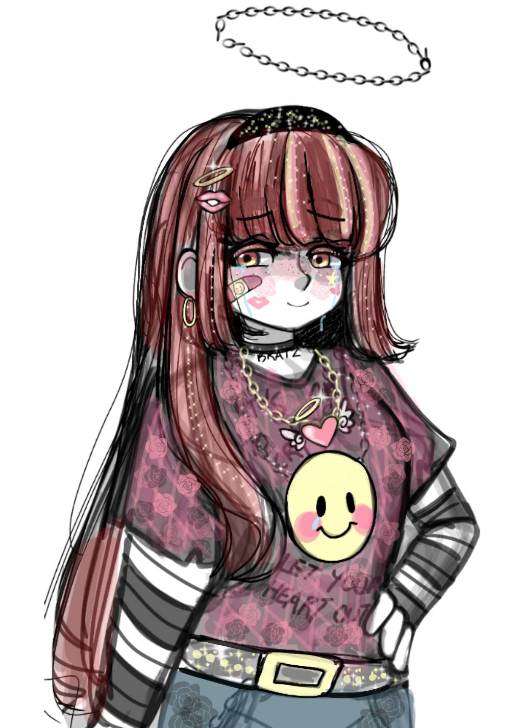 emo aesthetic, gothic girl, pink hair, HD Phone Wallpaper