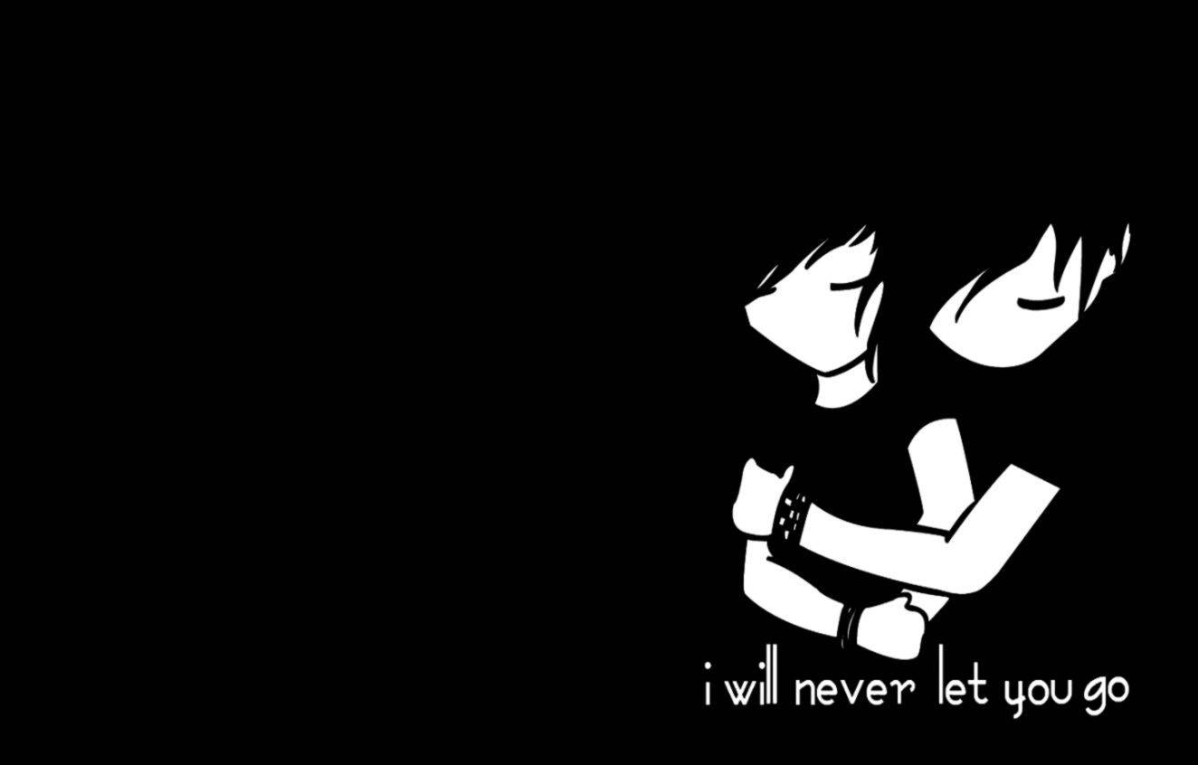 black emo aesthetic couple, anime-style figures, embrace, HD Desktop Wallpaper