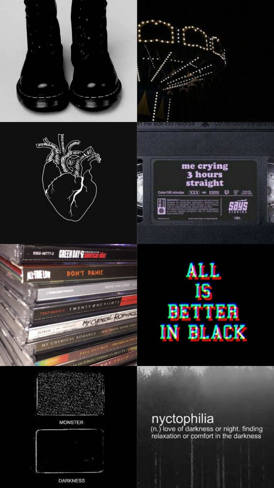 Emo Aesthetic Collage, black boots, neon rides, HD Phone Wallpaper