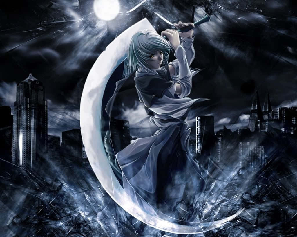 emo anime boy, silver-haired anime warrior, glowing sword, SD Desktop Wallpaper