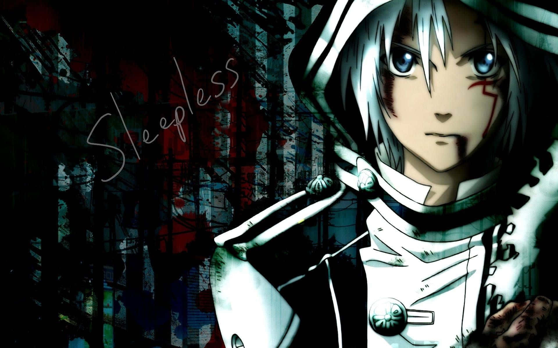 emo anime boy, silver hair, blue eyes, Full HD Desktop Wallpaper