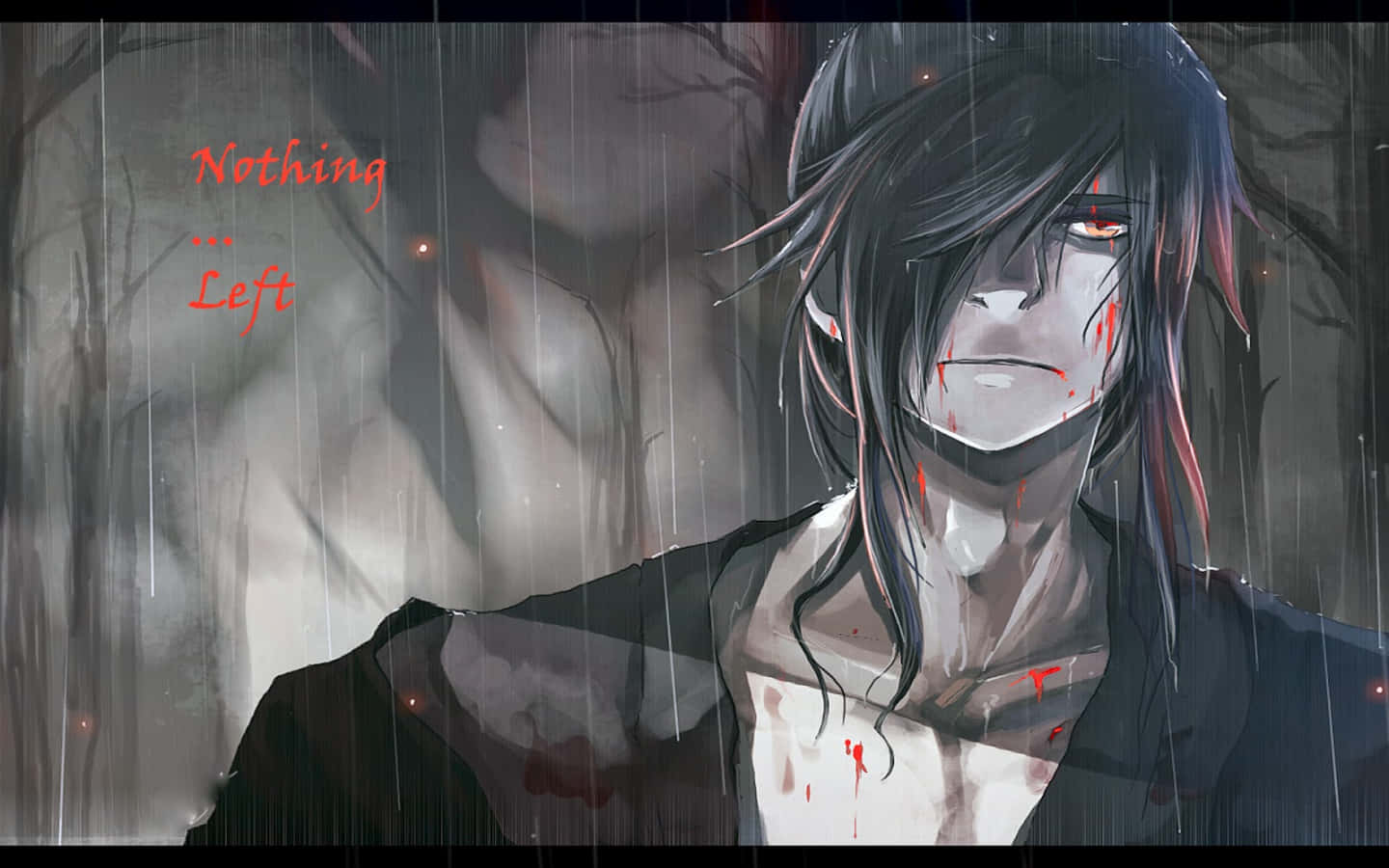 Emo Anime Boy, dark-haired, red eyes, HD Desktop Wallpaper
