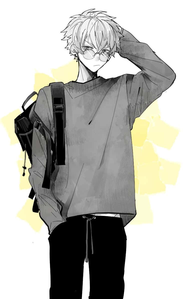 white hair, glasses, backpack, SD Phone Wallpaper