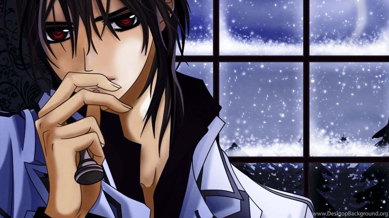 emo anime boy, red eyes, dark hair, HD Desktop Wallpaper