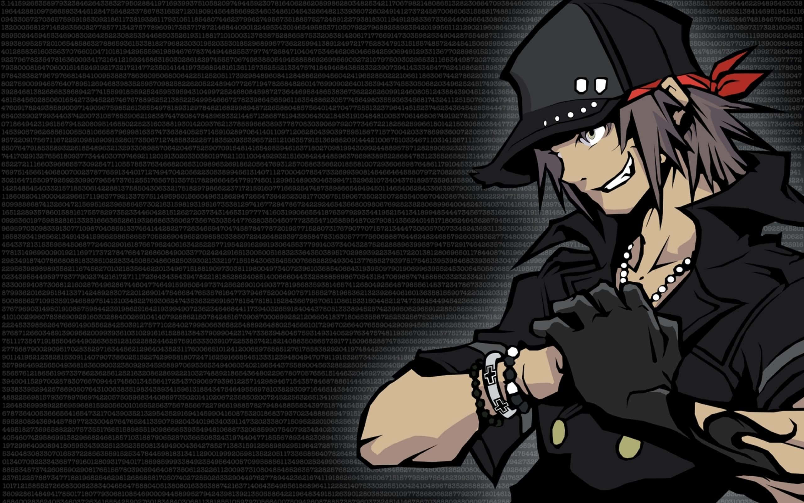 emo anime, black hat, red ribbon, 2K Desktop Wallpaper
