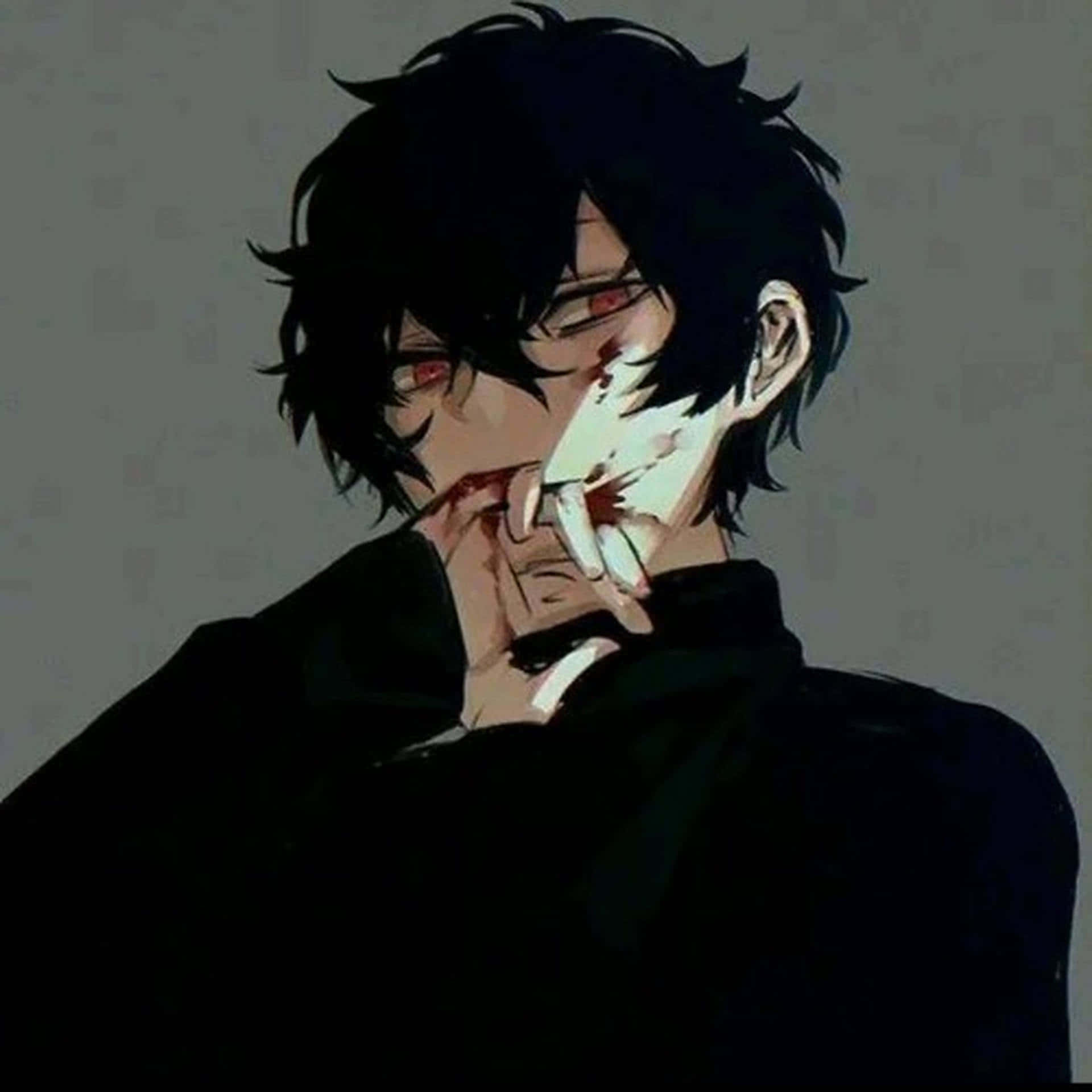 emo anime, dark-haired anime male, red eyes, Full HD Desktop Wallpaper