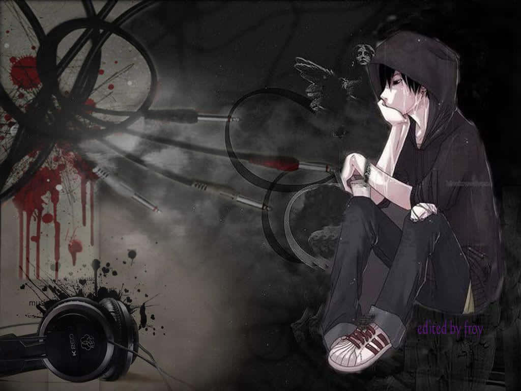 emo anime, anime teen, hoodie, SD Desktop Wallpaper