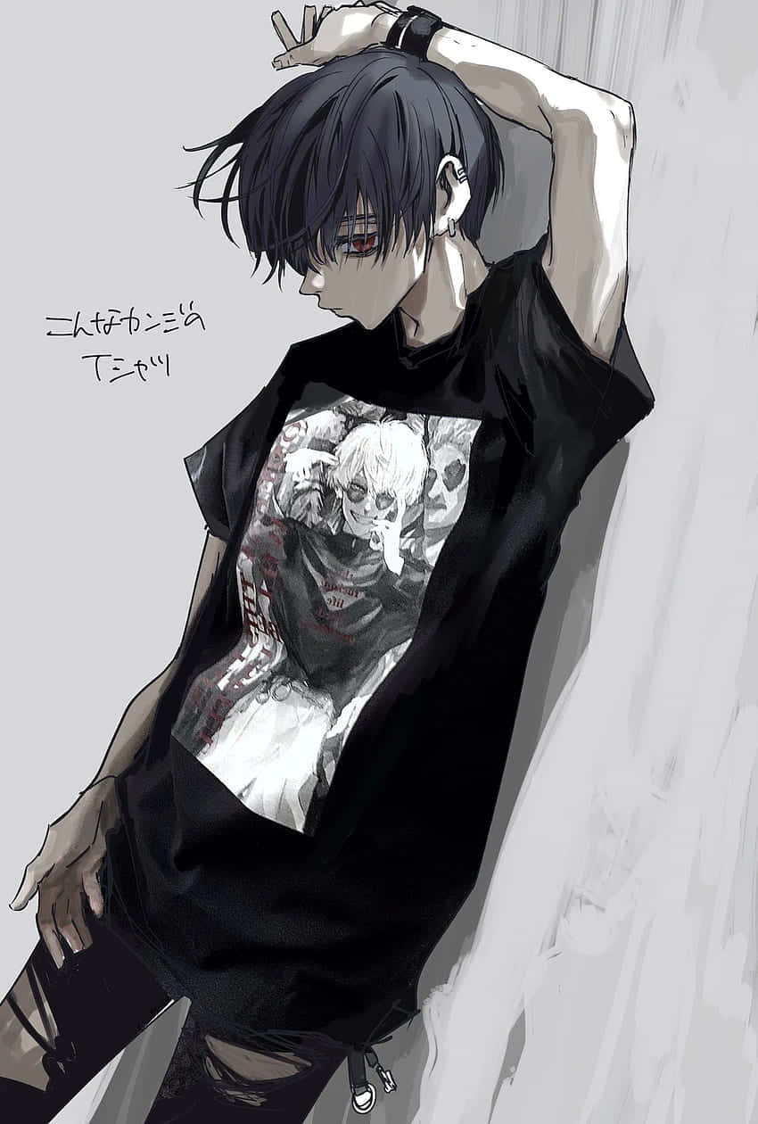 emo anime, anime boy, dark hair, SD Phone Wallpaper