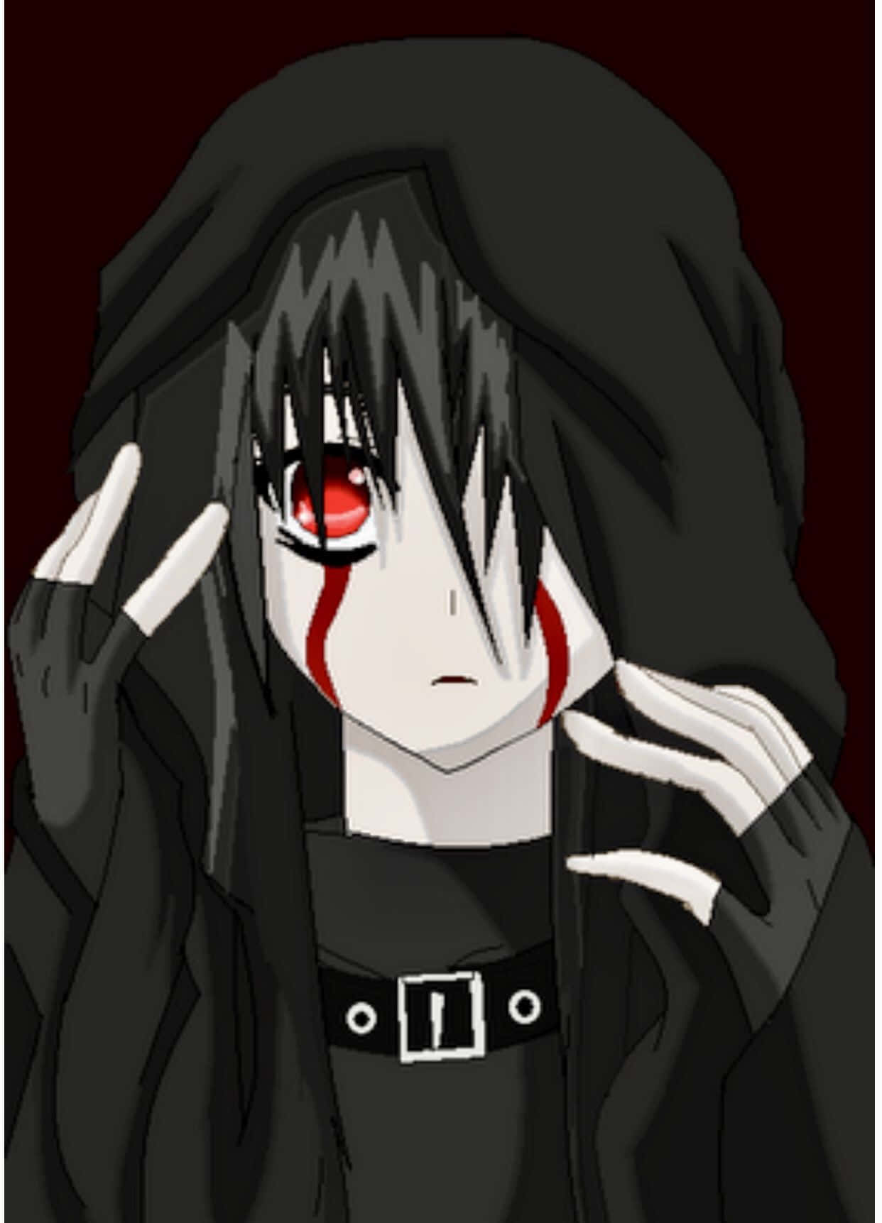 emo boy, hooded anime character, red eyes, HD Phone Wallpaper