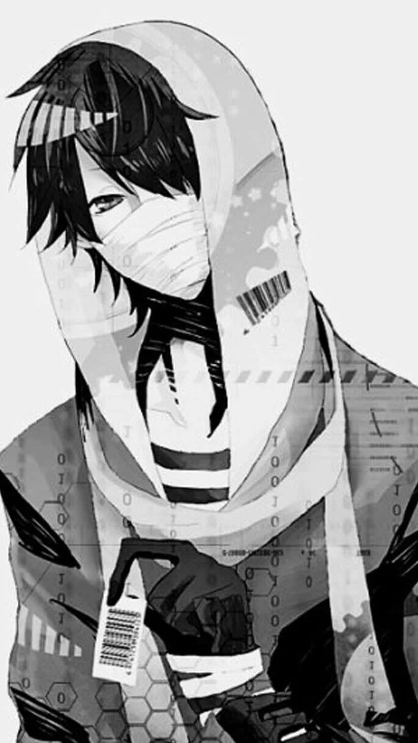 emo anime, monochrome anime character, hooded outfit, HD Phone Wallpaper
