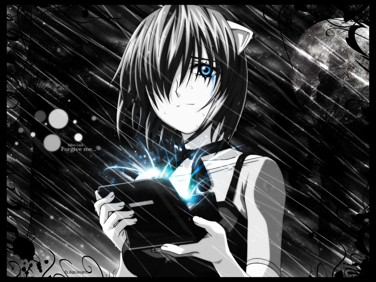 emo anime, melancholic anime girl, cat ears, HD Desktop Wallpaper