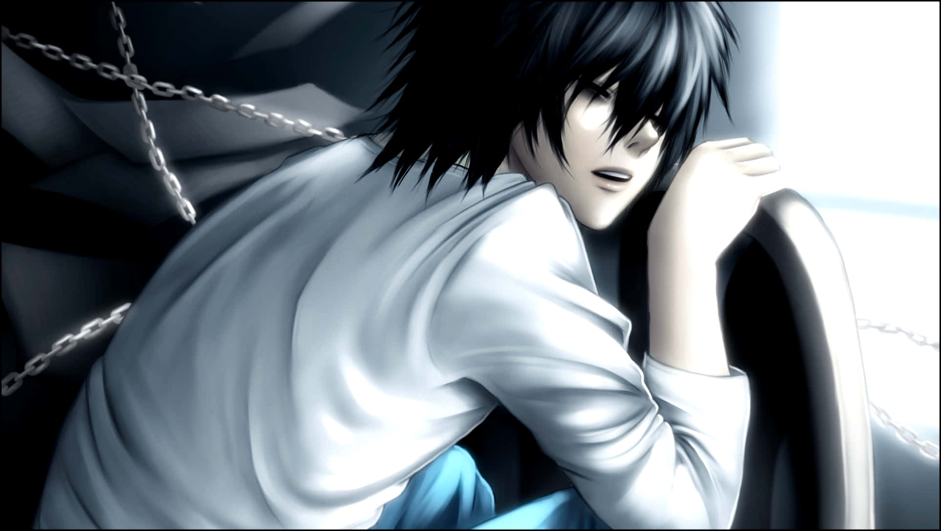 emo anime, dark-haired anime character, white shirt, Full HD Desktop Wallpaper