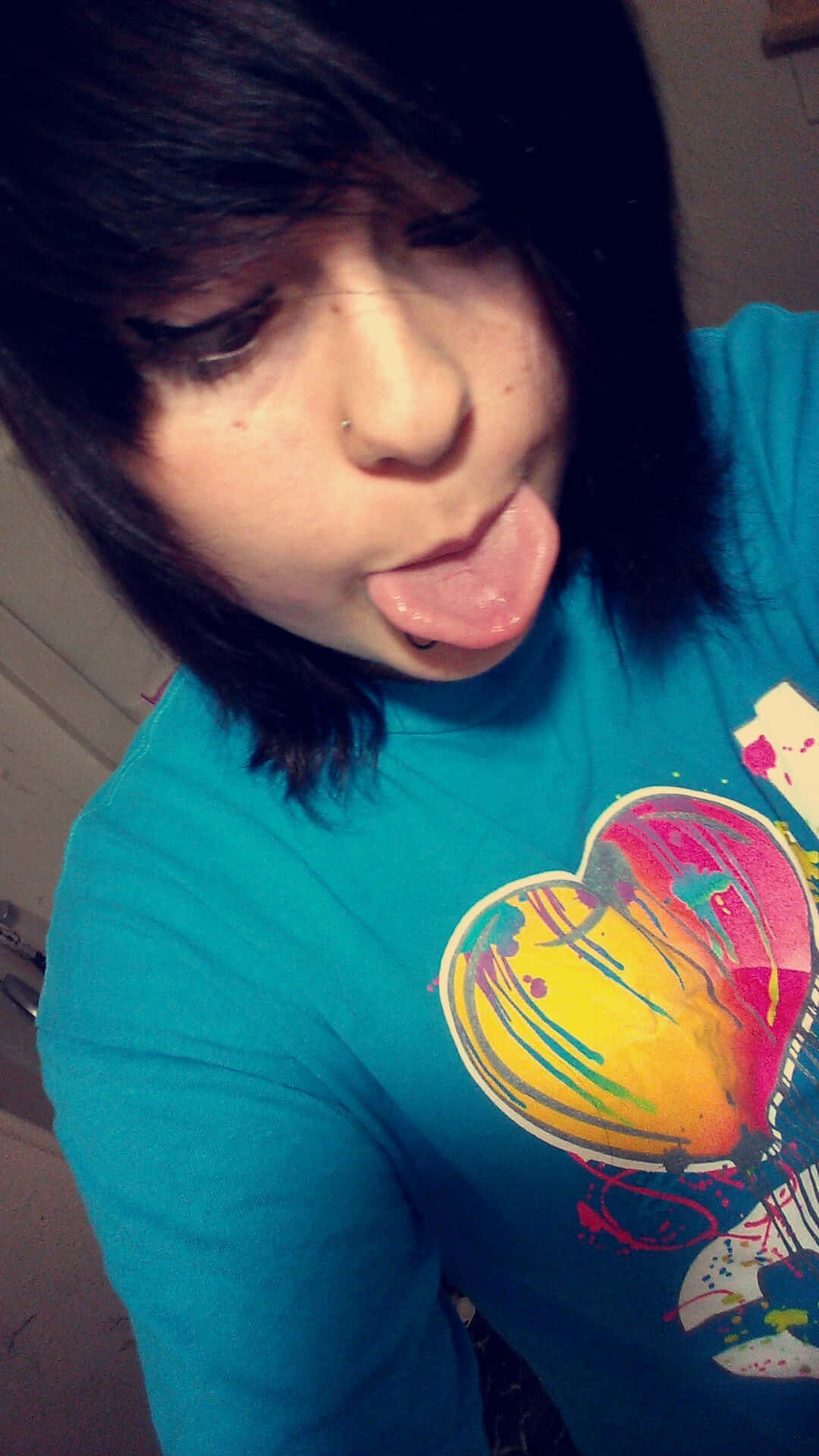 Emo Girl, dark hair, nose ring, Full HD Phone Wallpaper