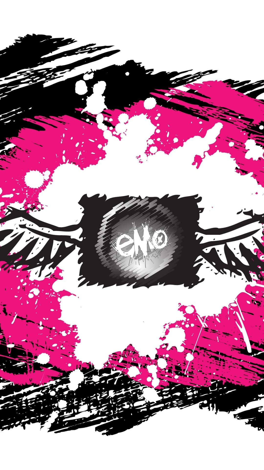 emo girl, vibrant pink hair, bold pink black and white splatters, Full HD Phone Wallpaper