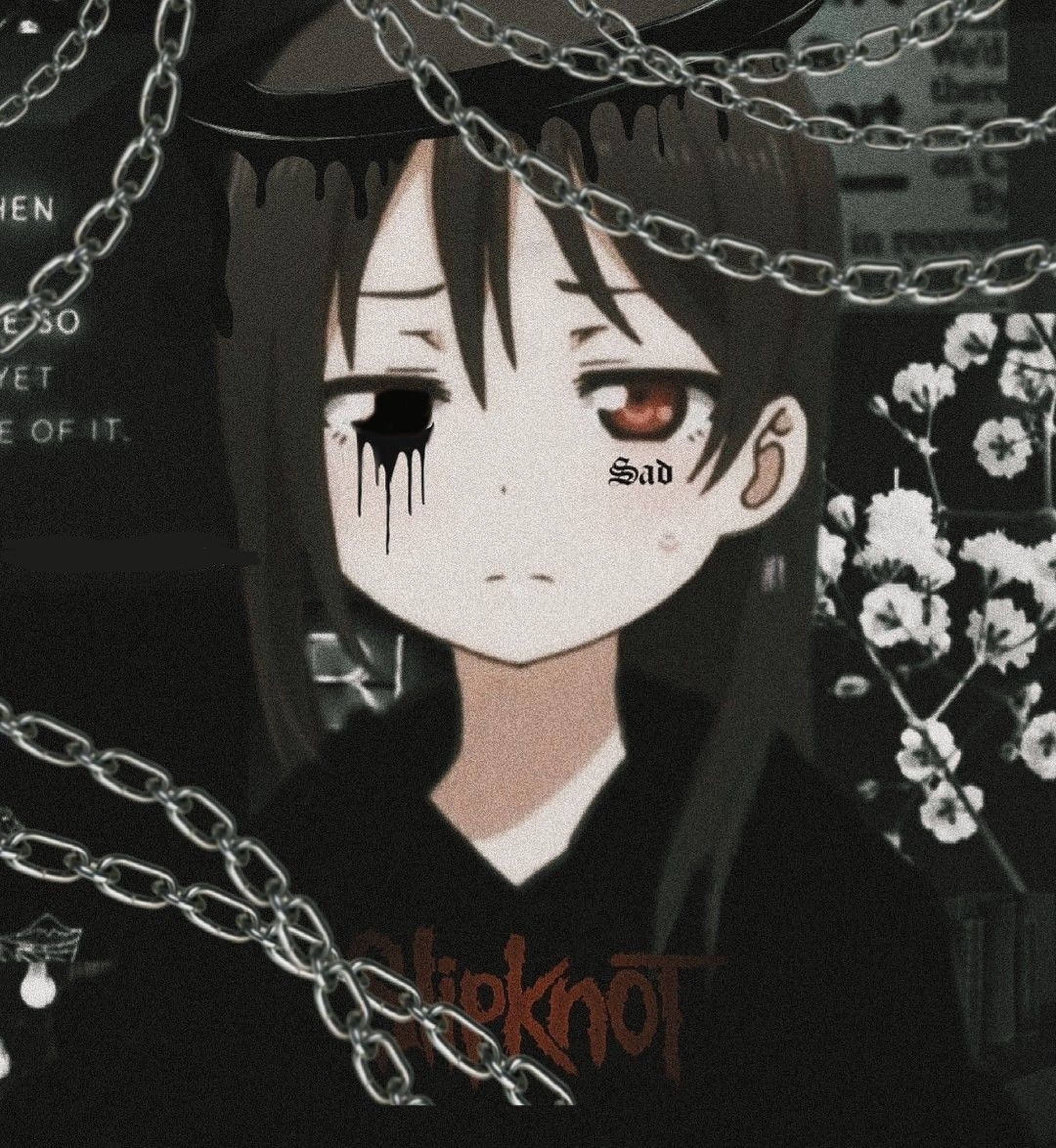 Emo Girl, chains, red eye, Full HD Phone Wallpaper