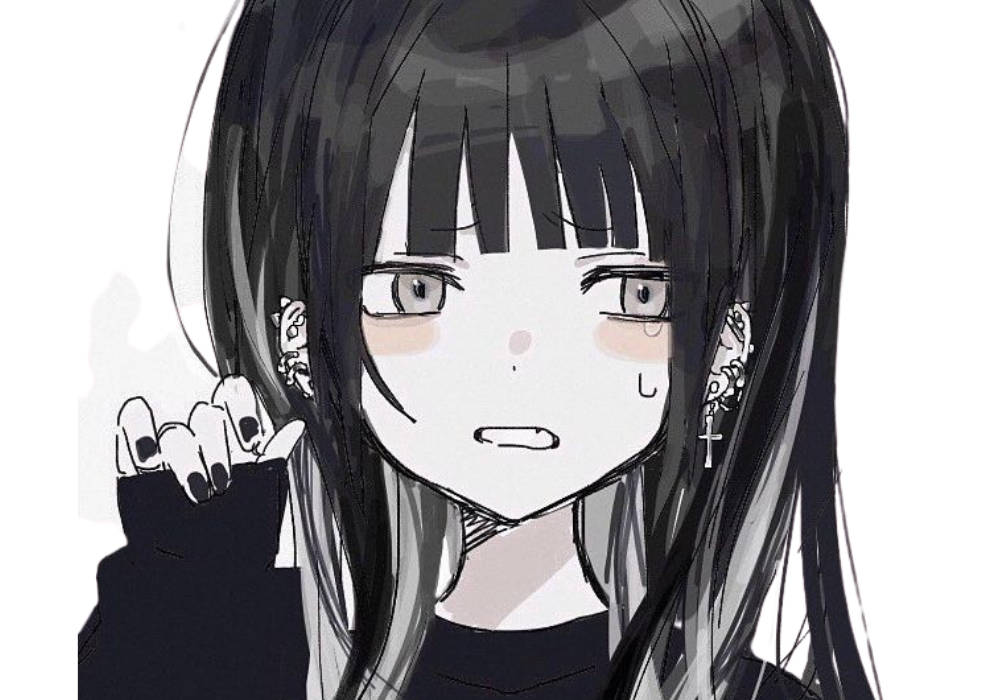 Emo Girl, anime girl, long black hair, SD Desktop Wallpaper