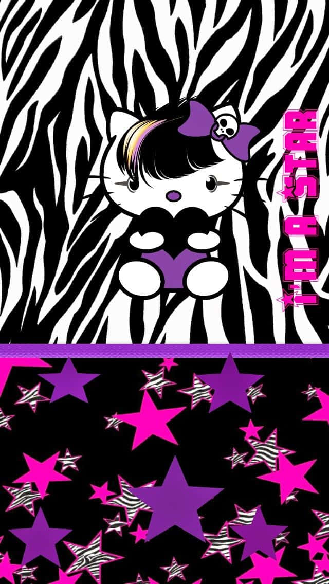 Emo Hello Kitty, purple skull bow, purple heart, SD Phone Wallpaper