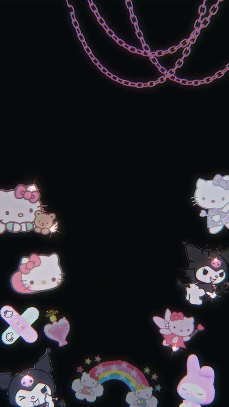 Emo Hello Kitty, Hello Kitty, pink chains, HD Phone Wallpaper