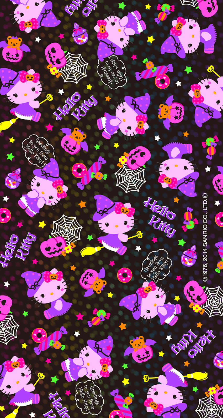 Emo Hello Kitty, purple witch costume, pumpkins, HD Phone Wallpaper